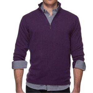 DENVER HAYES  Knit Half Zip Sweater Pullover Sweater